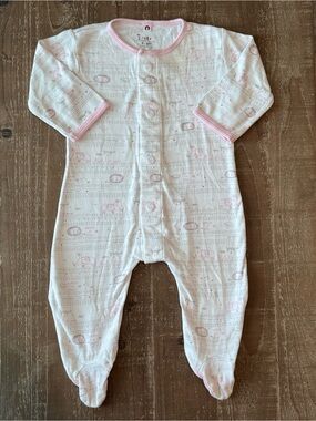 +Magnetic Me E=MC White Grey Pink Footie Sleeper 3-6M Baby Girl Cotton